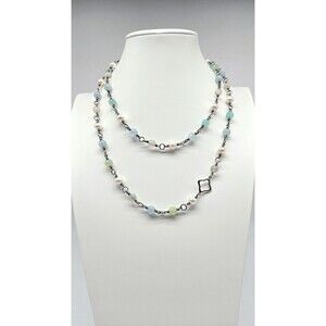 David Yurman Pearl Aquamarine Necklace Sterling Silver Quatrefoil Opera Necklace